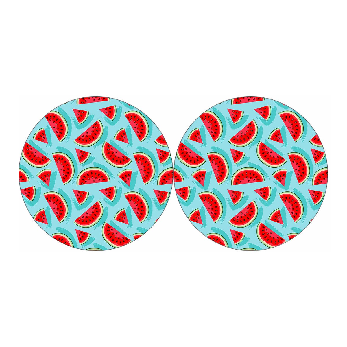 Blue Watermelon Pieces Pattern Print Car Coasters