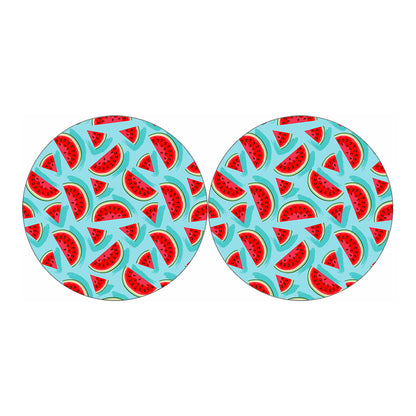 Blue Watermelon Pieces Pattern Print Car Coasters