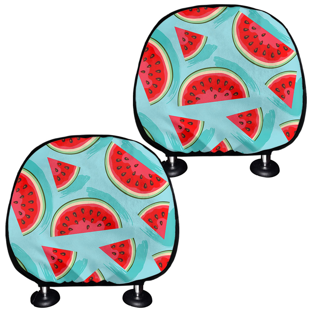 Blue Watermelon Pieces Pattern Print Car Headrest Covers