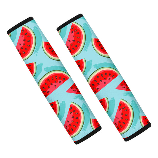 Blue Watermelon Pieces Pattern Print Car Seat Belt Covers
