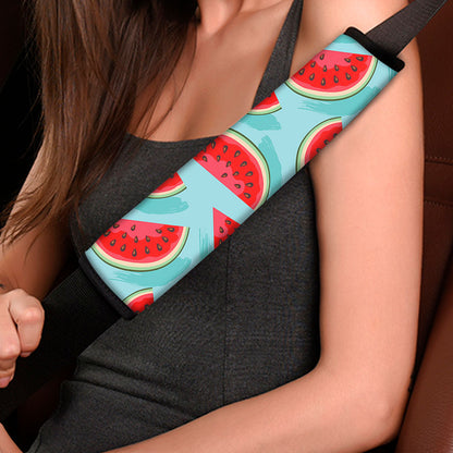 Blue Watermelon Pieces Pattern Print Car Seat Belt Covers