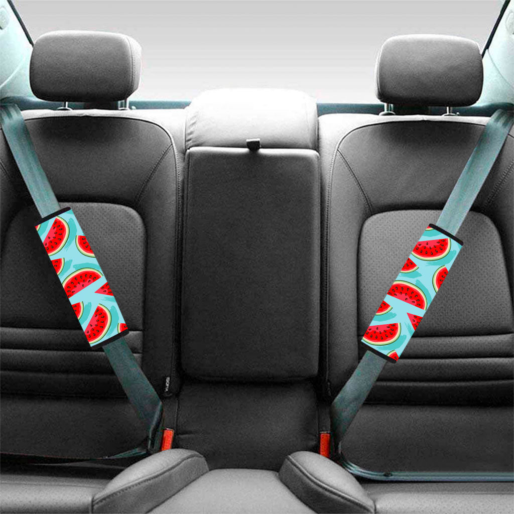 Blue Watermelon Pieces Pattern Print Car Seat Belt Covers