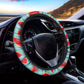 Blue Watermelon Pieces Pattern Print Car Steering Wheel Cover