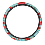 Blue Watermelon Pieces Pattern Print Car Steering Wheel Cover