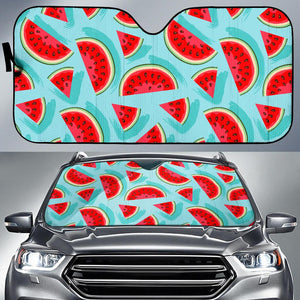 Blue Watermelon Pieces Pattern Print Car Sun Shade GearFrost