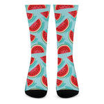 Blue Watermelon Pieces Pattern Print Crew Socks