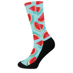 Blue Watermelon Pieces Pattern Print Crew Socks