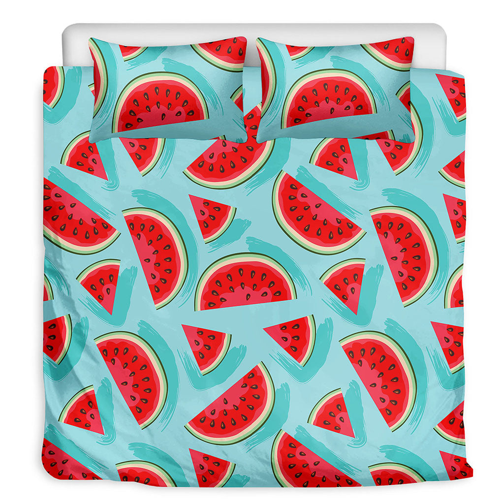 Blue Watermelon Pieces Pattern Print Duvet Cover Bedding Set