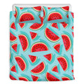 Blue Watermelon Pieces Pattern Print Duvet Cover Bedding Set