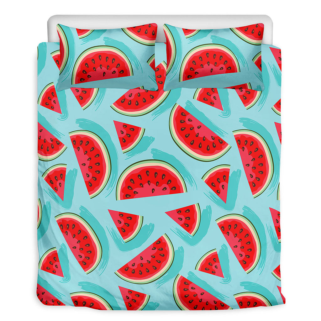 Blue Watermelon Pieces Pattern Print Duvet Cover Bedding Set