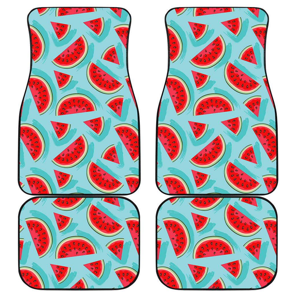 Blue Watermelon Pieces Pattern Print Front and Back Car Floor Mats