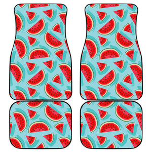 Blue Watermelon Pieces Pattern Print Front and Back Car Floor Mats