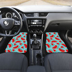 Blue Watermelon Pieces Pattern Print Front and Back Car Floor Mats