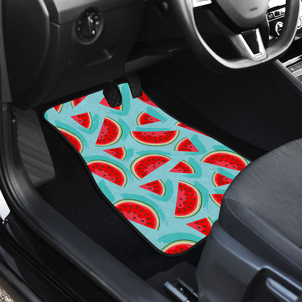 Blue Watermelon Pieces Pattern Print Front and Back Car Floor Mats