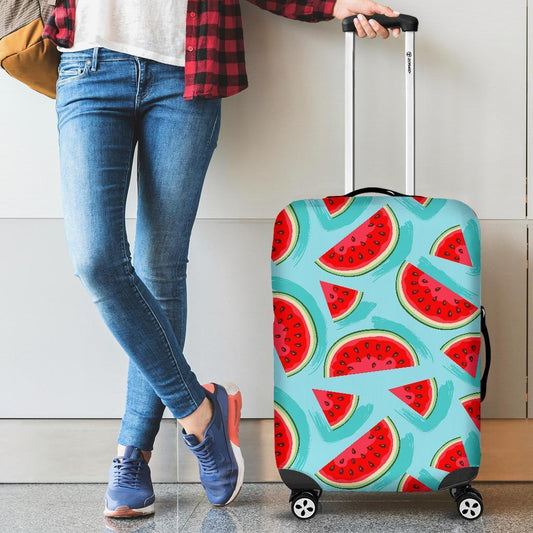 Blue Watermelon Pieces Pattern Print Luggage Cover GearFrost