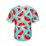 Blue Watermelon Pieces Pattern Print Men's Baseball Jersey