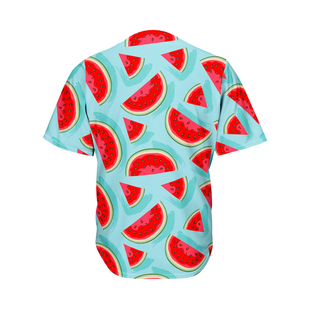 Blue Watermelon Pieces Pattern Print Men's Baseball Jersey