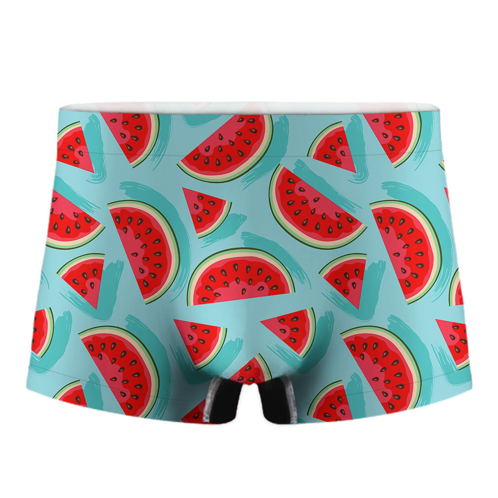 Blue Watermelon Pieces Pattern Print Men's Boxer Briefs