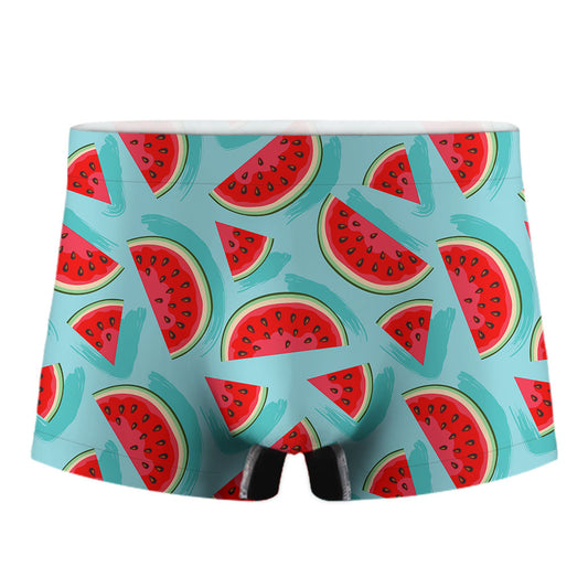 Blue Watermelon Pieces Pattern Print Men's Boxer Briefs