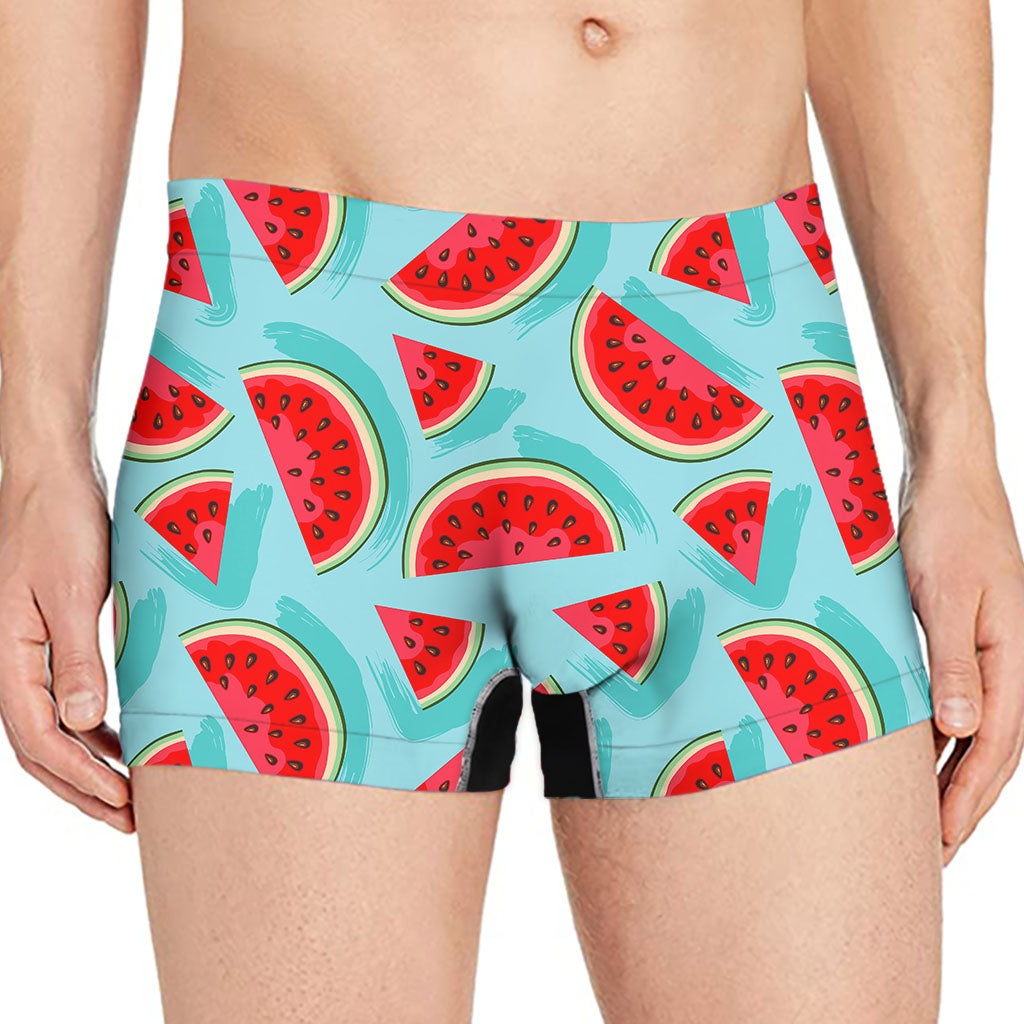 Blue Watermelon Pieces Pattern Print Men's Boxer Briefs