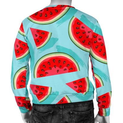 Blue Watermelon Pieces Pattern Print Men's Crewneck Sweatshirt GearFrost