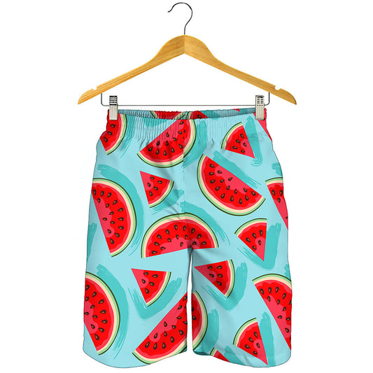 Blue Watermelon Pieces Pattern Print Men's Shorts