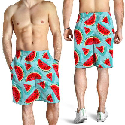 Blue Watermelon Pieces Pattern Print Men's Shorts
