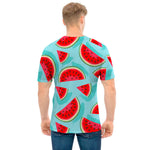 Blue Watermelon Pieces Pattern Print Men's T-Shirt