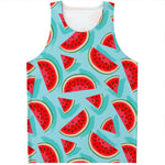Blue Watermelon Pieces Pattern Print Men's Tank Top