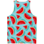 Blue Watermelon Pieces Pattern Print Men's Tank Top