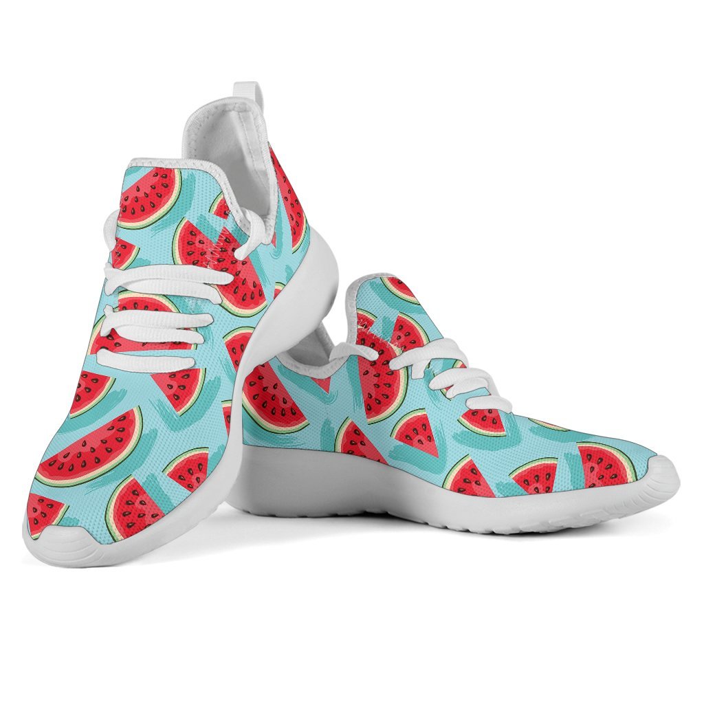 Blue Watermelon Pieces Pattern Print Mesh Knit Shoes GearFrost