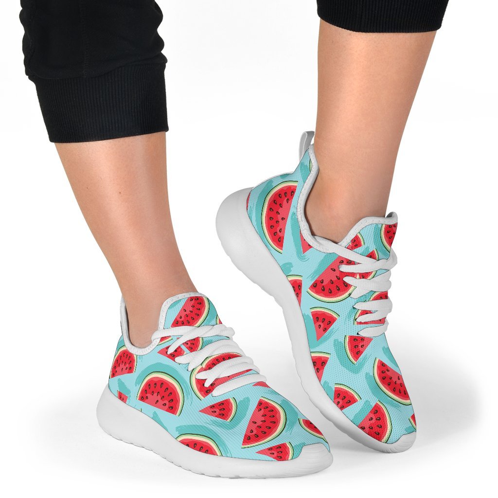 Blue Watermelon Pieces Pattern Print Mesh Knit Shoes GearFrost