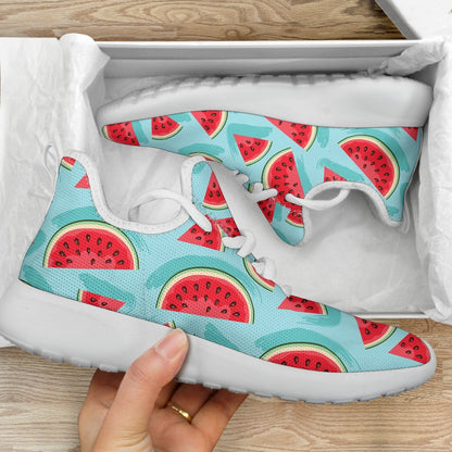Blue Watermelon Pieces Pattern Print Mesh Knit Shoes GearFrost
