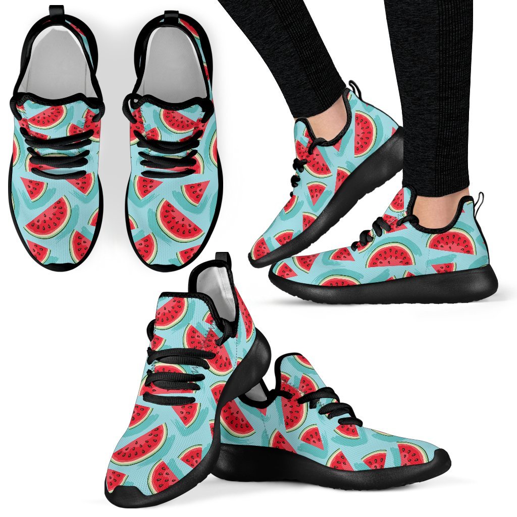 Blue Watermelon Pieces Pattern Print Mesh Knit Shoes GearFrost