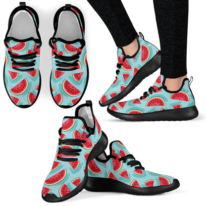 Blue Watermelon Pieces Pattern Print Mesh Knit Shoes GearFrost