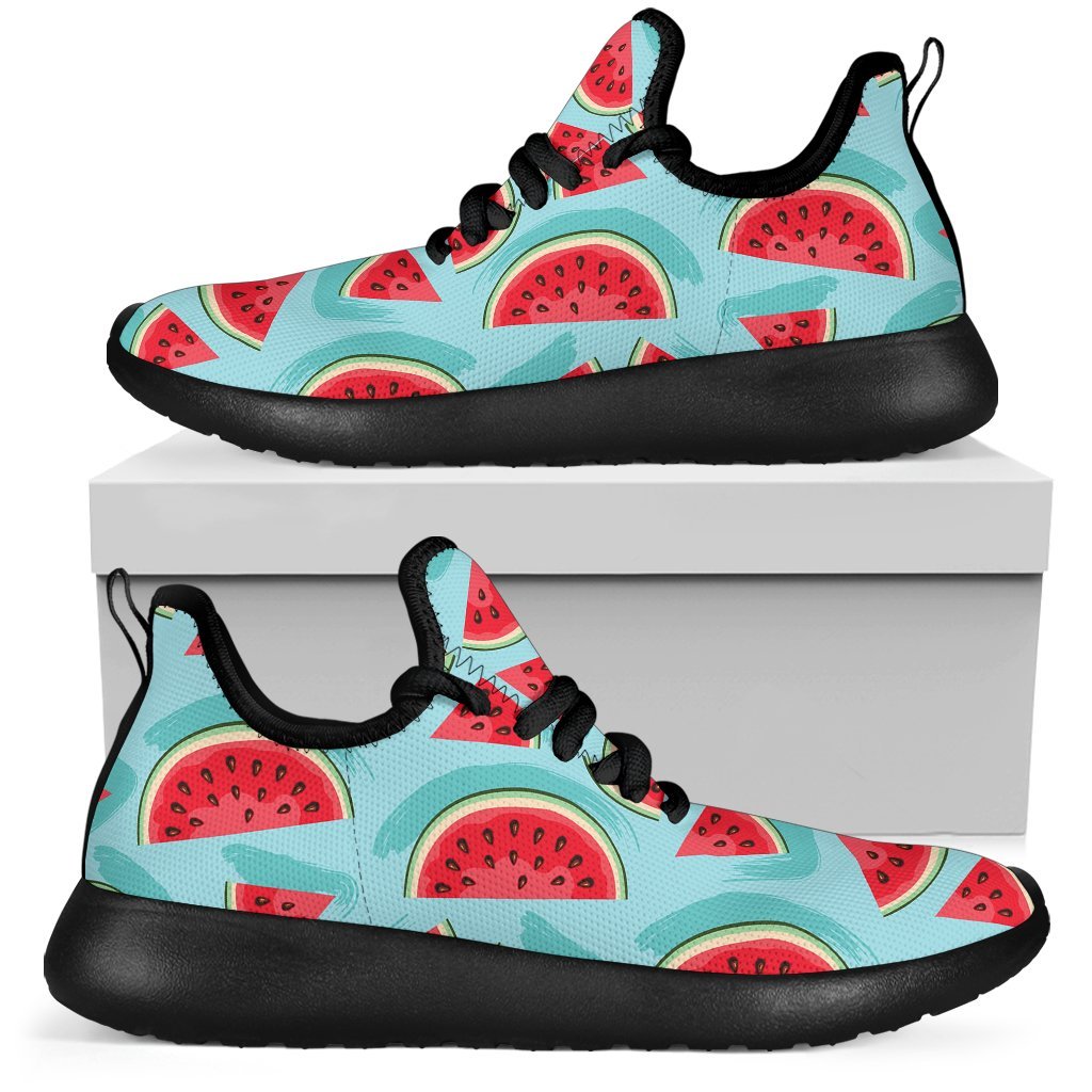 Blue Watermelon Pieces Pattern Print Mesh Knit Shoes GearFrost