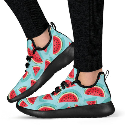 Blue Watermelon Pieces Pattern Print Mesh Knit Shoes GearFrost