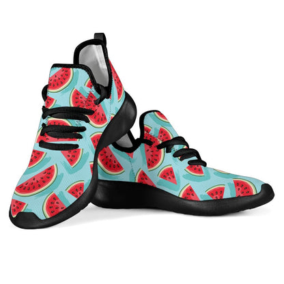 Blue Watermelon Pieces Pattern Print Mesh Knit Shoes GearFrost