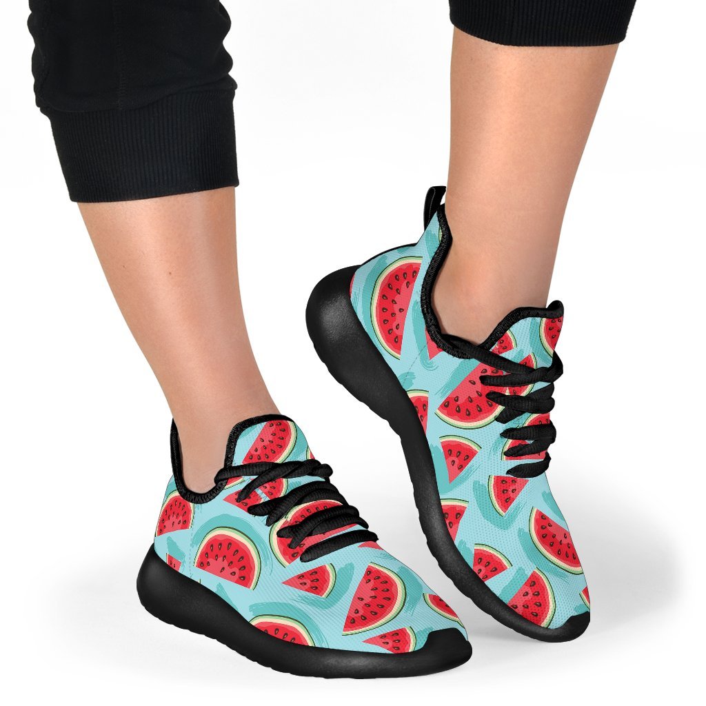 Blue Watermelon Pieces Pattern Print Mesh Knit Shoes GearFrost
