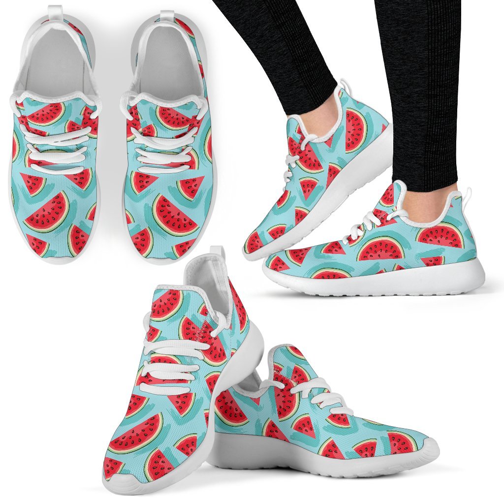Blue Watermelon Pieces Pattern Print Mesh Knit Shoes GearFrost