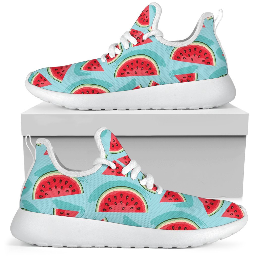 Blue Watermelon Pieces Pattern Print Mesh Knit Shoes GearFrost
