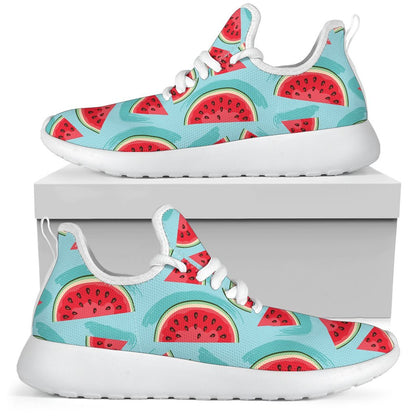 Blue Watermelon Pieces Pattern Print Mesh Knit Shoes GearFrost