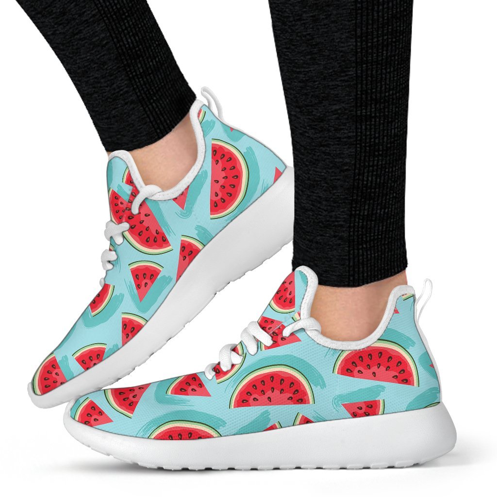 Blue Watermelon Pieces Pattern Print Mesh Knit Shoes GearFrost