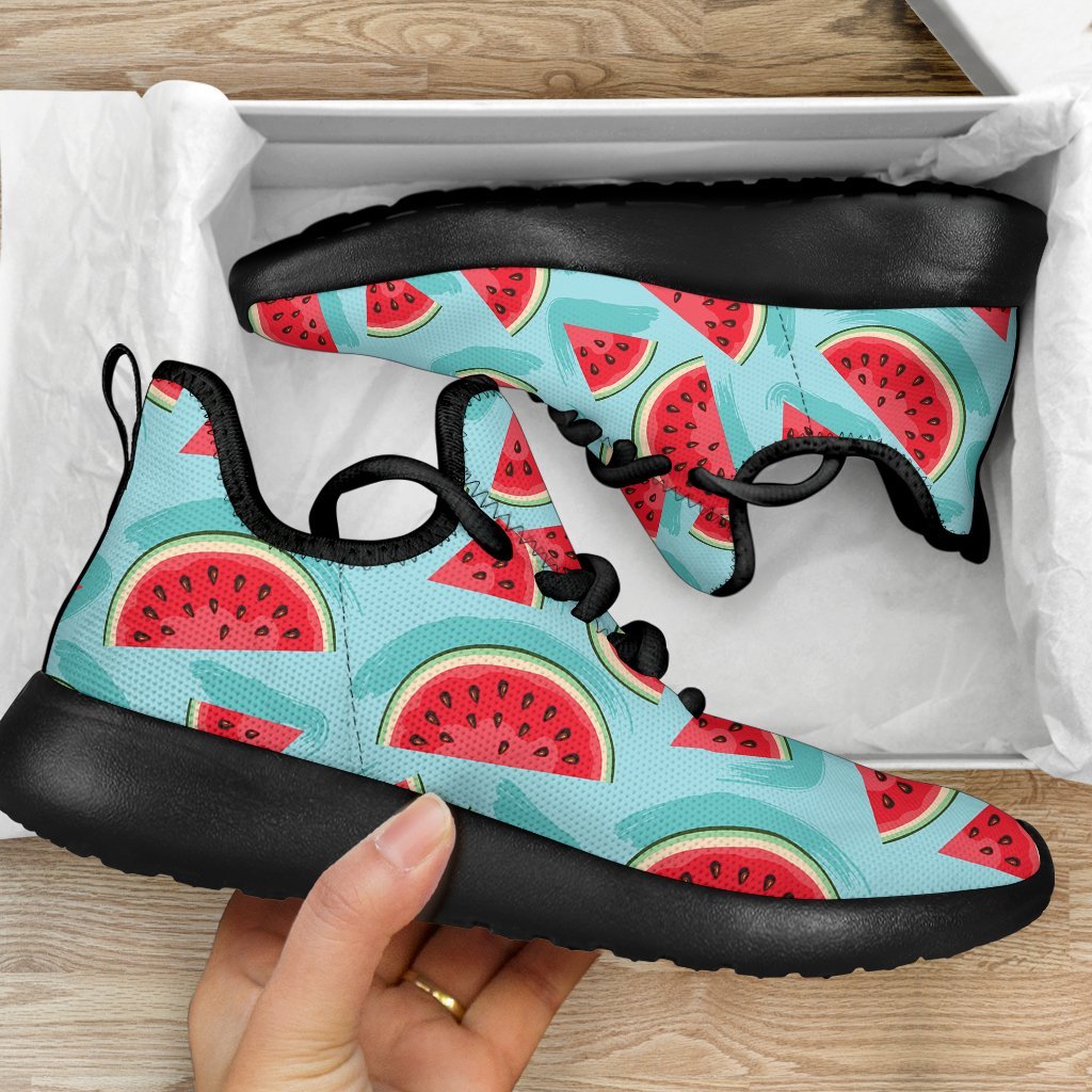 Blue Watermelon Pieces Pattern Print Mesh Knit Shoes GearFrost