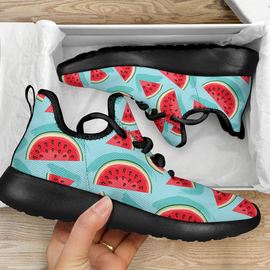 Blue Watermelon Pieces Pattern Print Mesh Knit Shoes GearFrost