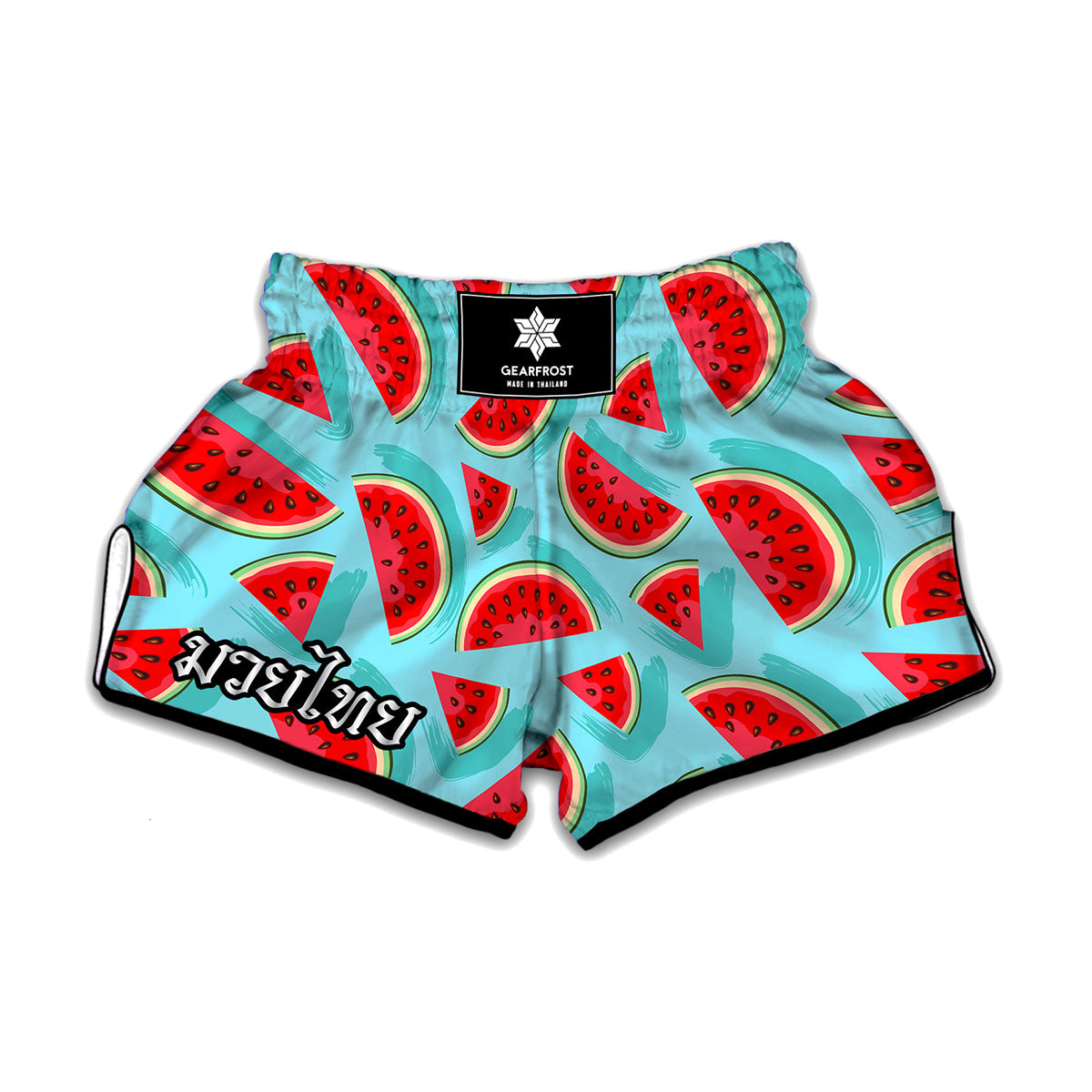 Blue Watermelon Pieces Pattern Print Muay Thai Boxing Shorts