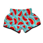 Blue Watermelon Pieces Pattern Print Muay Thai Boxing Shorts