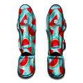 Blue Watermelon Pieces Pattern Print Muay Thai Shin Guards