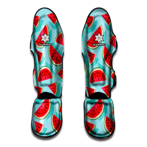 Blue Watermelon Pieces Pattern Print Muay Thai Shin Guard