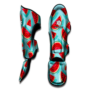 Blue Watermelon Pieces Pattern Print Muay Thai Shin Guard